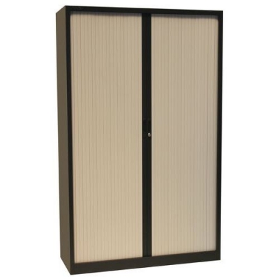 Dulap metalic cu usa tip rulou pentru dosare Manutan, 4 rafturi, 195 x 120 x 45 cm, antracit/gri