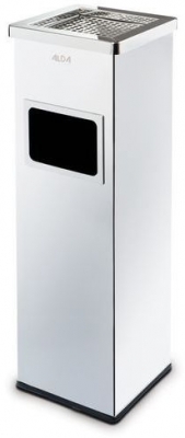 Cos de gunoi metalic de exterior Mirage cu scrumiera, volum 22 l, inox lucios