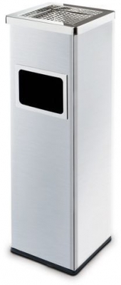 Cos de gunoi metalic de exterior Mirage cu scrumiera, volum 22 l, inox mat