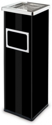 Cos de gunoi metalic de exterior Mirage cu scrumiera, volum 22 l, negru