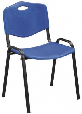 Scaun de sufragerie din plastic Manutan ISO, albastru