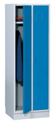 Dulap sudat pentru vestiar Daniel, 2 compartimente, incuietoare cilindrica, gri/albastru