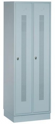 Dulap sudat pentru vestiar Vincent, 2 compartimente, incuietoare cilindrica, gri/gri