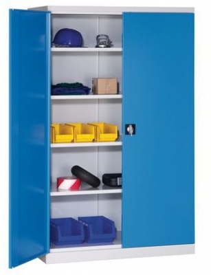 Dulap metalic de atelier 199 x 100 x 50 cm, gri/albastru