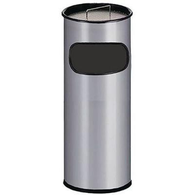 Cos de gunoi metalic de exterior Manutan Stream cu scrumiera, volum 50 l, gri