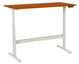 Birou reglabil pe inaltime Manutan, 160 x 80 x 62,5 - 127,5 cm, model drept, ABS 2 mm, cires