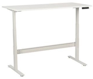 Birou reglabil pe inaltime Manutan, 160 x 80 x 62,5 - 127,5 cm, model drept, ABS 2 mm, alb