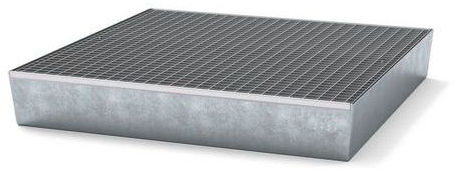 Cuva de captare din otel cu grilaj, pentru 4 butoaie, zincata