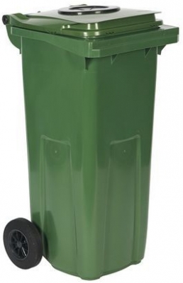 Pubela de exterior din plastic pentru deseuri sortate cu orificiu, volum 120 l, verde