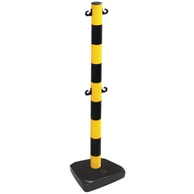 Stalp de ingradire din plastic Manutan, inaltime 90 cm, negru/galben