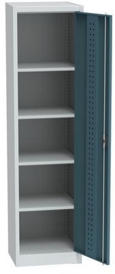 Dulap metalic de atelier, 4 polite, 195 x 50,5 x 50 cm, gri deschis/antracit