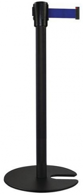 Stalp de ingradire cu banda Manutan Black One, baza stivuibila, 5 m, albastru