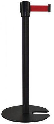 Stalp de ingradire cu banda Manutan Black One, baza stivuibila, 5 m, rosu