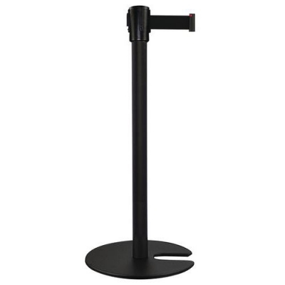Stalp de ingradire cu banda Manutan Black One, baza stivuibila, 5 m, negru