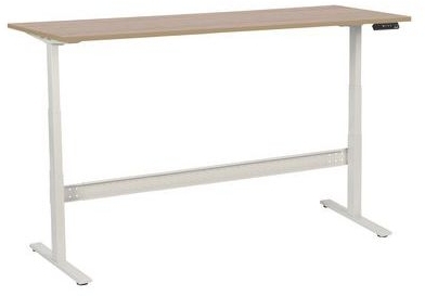 Birou reglabil pe inaltime Manutan, 200 x 80 x 62,5 - 127,5 cm, model drept, ABS 2 mm, stejar