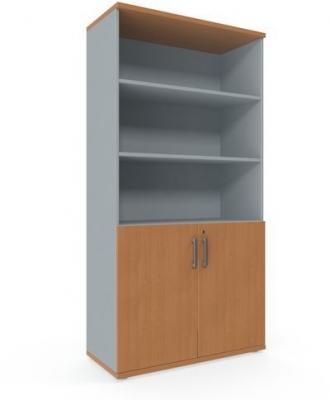 Dulap inalt Viva, 179 x 90 x 42 cm, cu nisa si usi, fag/gri