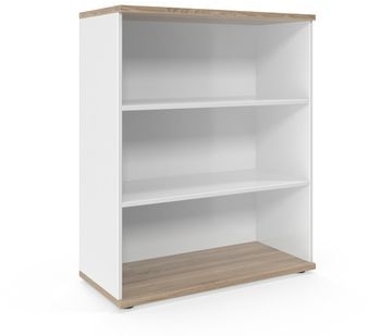 Dulap cu inaltime medie Viva, 110 x 90 x 42 cm, deschis, stejar sonoma/alb