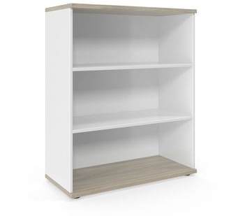 Dulap cu inaltime medie Viva, 110 x 90 x 42 cm, deschis, stejar oyster/alb