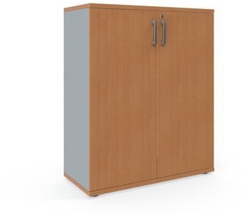 Dulap cu inaltime medie Viva, 110 x 90 x 42 cm, cu usi, fag/gri