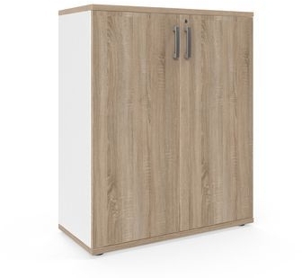 Dulap cu inaltime medie Viva, 110 x 90 x 42 cm, cu usi, stejar sonoma/alb