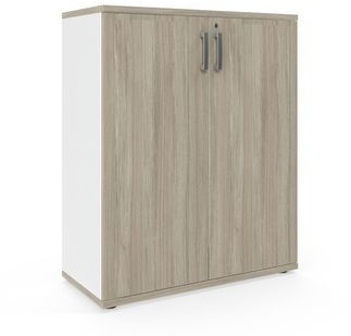 Dulap cu inaltime medie Viva, 110 x 90 x 42 cm, cu usi, stejar oyster/alb