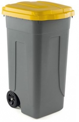 Pubela din plastic Cheriff pentru deseuri sortate, volum 100 l, gri/galbena