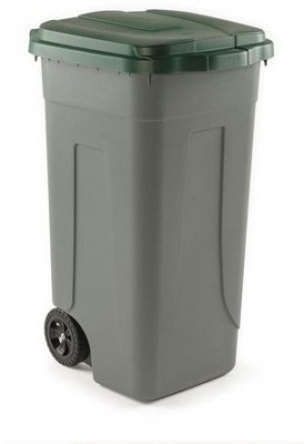 Pubela din plastic Cheriff pentru deseuri sortate, volum 100 l, gri/verde