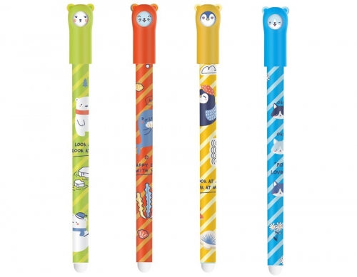 Roller cu cerneala termosensibila si guma, iErase S, Arctic Adventure, albastru cristal, 0.5 mm, M&G