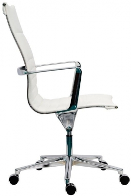 Scaun piele alba baza aluminiu Sophia