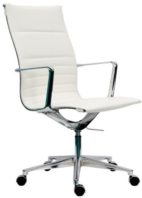 Scaun piele alba baza aluminiu Sophia