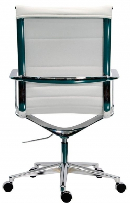 Scaun piele alba baza aluminiu Sophia