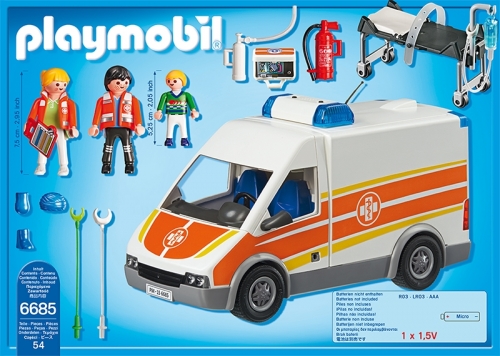 Ambulanta cu lumini si sunete City Life Kids Clinic Playmobil
