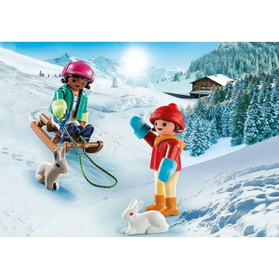 Copii cu sanie Playmobil 