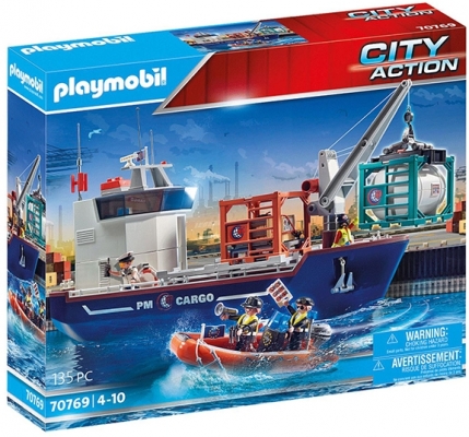 Nava de marfa cu barca Playmobil