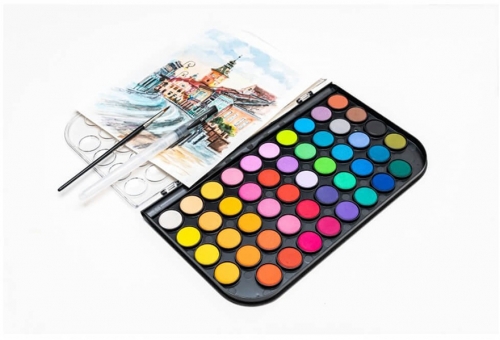 Acuarele si pensula cu rezervor, 48 culori/set Daco