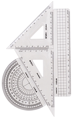 Set geometric 4 piese, rigla 15 cm, raportor, echer 45°, echer 60°, M&G