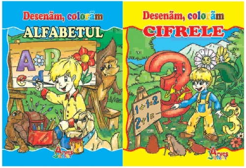 Desenam, coloram alfabetul si cifrele - set 2 caiete