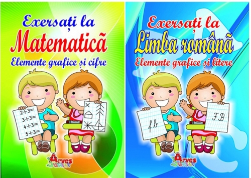 Exersati la matematica si limba romana - elemente grafice, cifre si litere - set 2 caiete