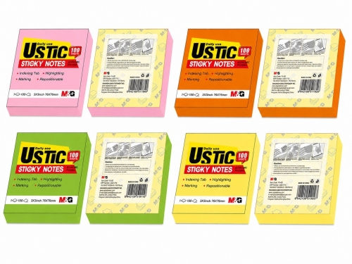 Notite adezive Ustic M&G, 76 x 76mm, 5 culori, 400 de file