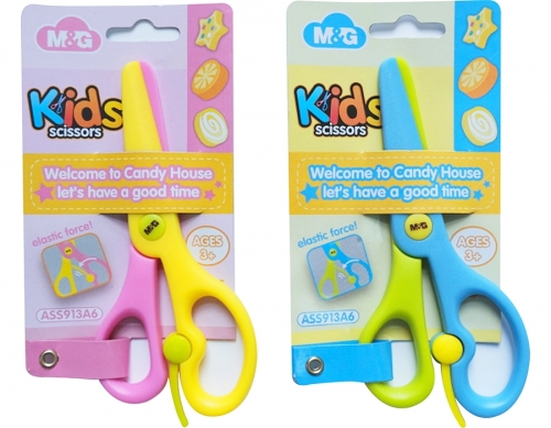 Foarfeca de siguranta, lame 13.5 cm din plastic, ambalaj Try Me, diverse culori, M&G