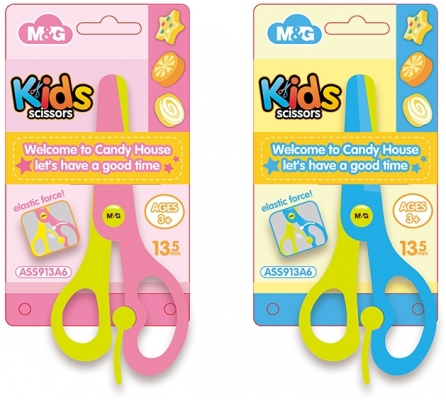 Foarfeca de siguranta, lame 13.5 cm din plastic, ambalaj Try Me, diverse culori, M&G