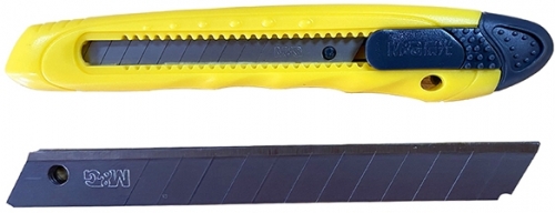 Lame de rezerva cutter utilitar, 9mm, 80 x 9 x 0,4 mm, 13 sectiuni, set cu 10 lame, M&G