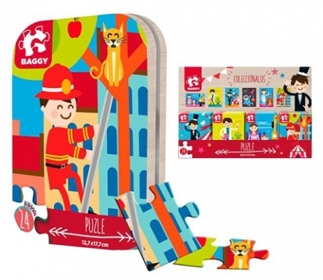 Puzzle 24 piese in cutie metalica Pompieri