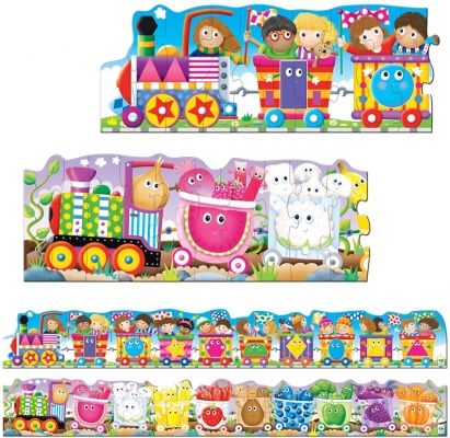 Set 2 puzzle-uri, model Trenul urias cu forme si culori, The Learning Journey 