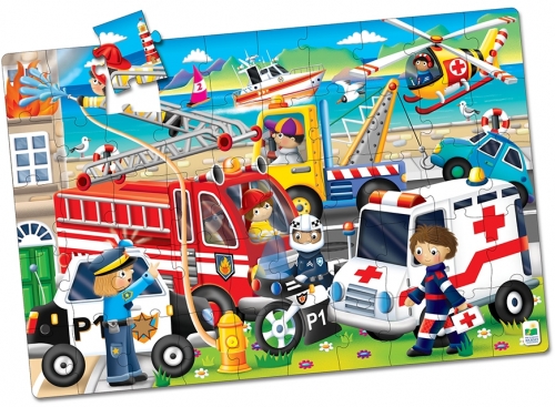 Puzzle mare de podea, model Echipele de salvare, The Learning Journey 