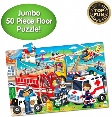 Puzzle mare de podea, model Echipele de salvare, The Learning Journey 