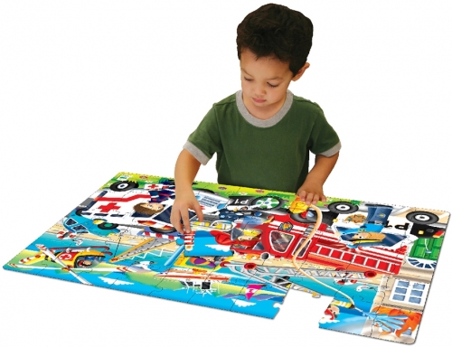 Puzzle mare de podea, model Echipele de salvare, The Learning Journey 