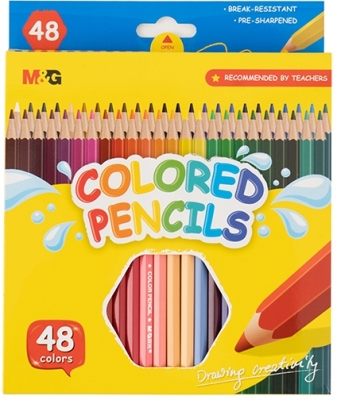 Creioane colorate hexagonale, 48 culori/set M&G