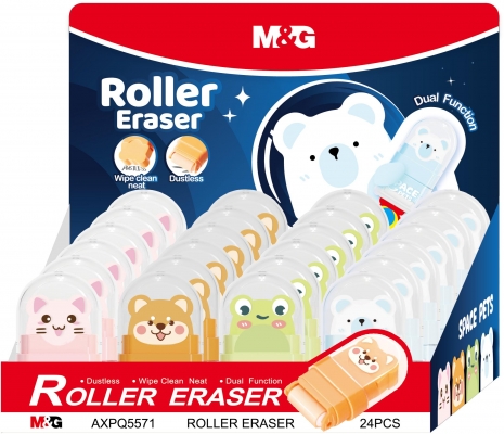 Radiera color cu rola curatare, Space Pets M&G, 24 radiere/display