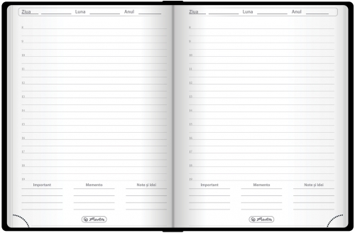 Agenda Herlitz datata 2025, A5, 352 pagini, Premium Deluxe Narni, culoare gri cu margine aurie